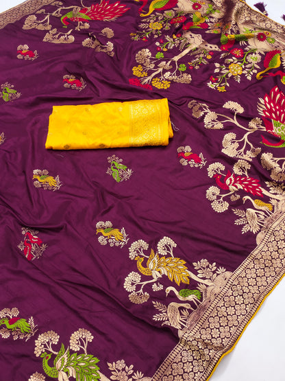 viscose Dolla Silk Saree with Heavy Meenakari weaving