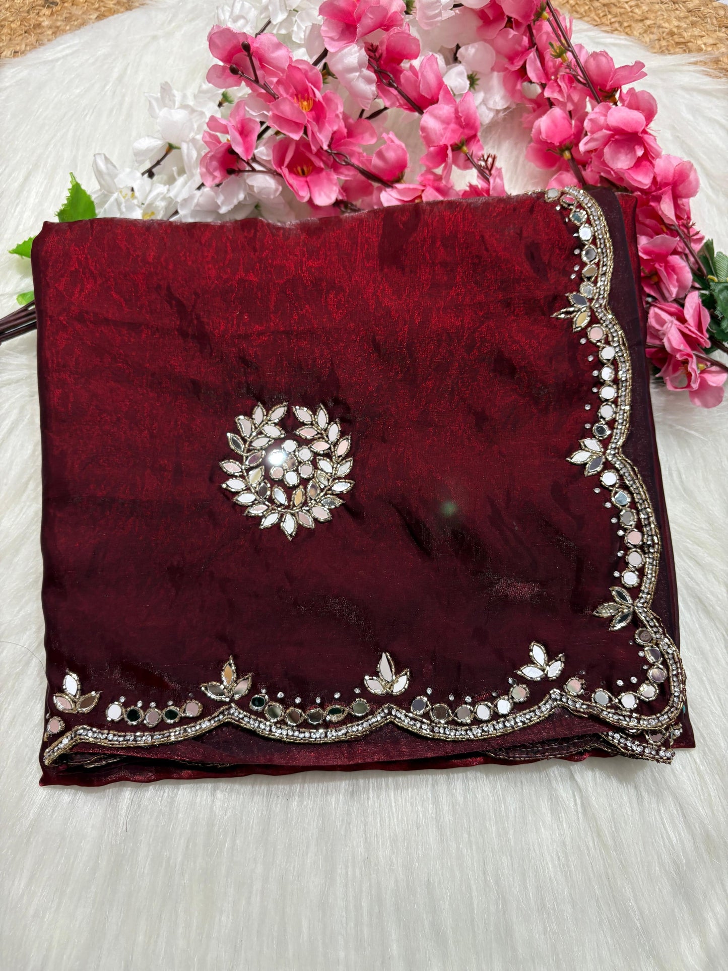 Fendi saree with diamond stone handwork