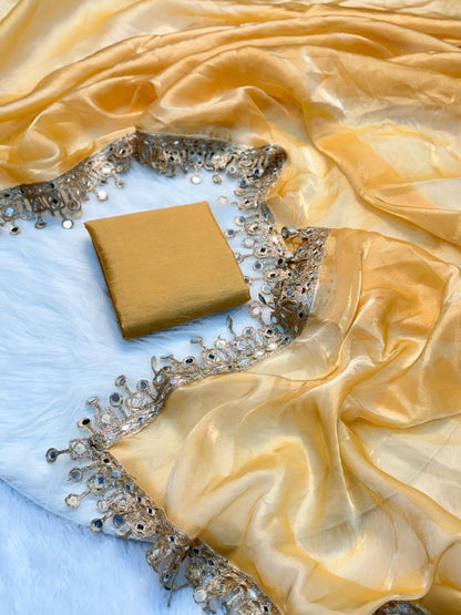 BIGGER SABYA SANCHI LACE 
RICH GOLDEN BONTY TISSUE saree