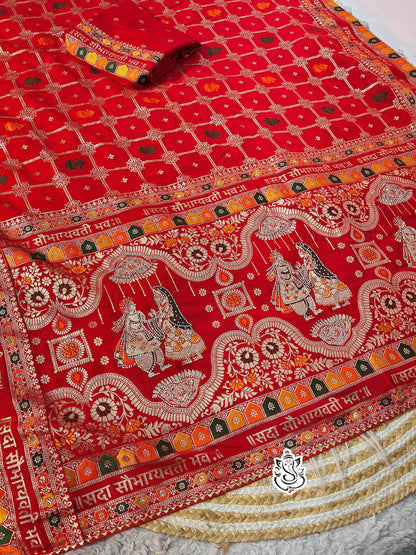 Sada Sobhagyawati Bhav Dola Viscose Silk with sirowski work