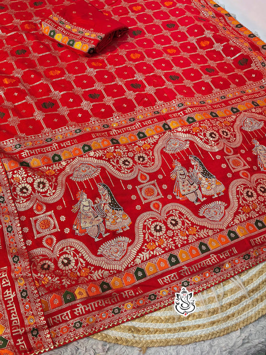 Sada Sobhagyawati Bhav Dola Viscose Silk with sirowski work