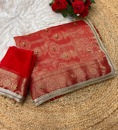 Ghunghroo Sattin chiffon silk saree