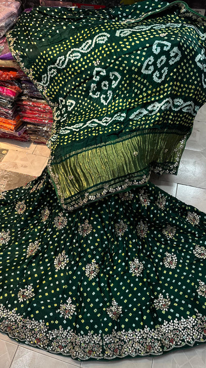 Lehnga Modal Gajji Satan lagdi and gotta patta work saree