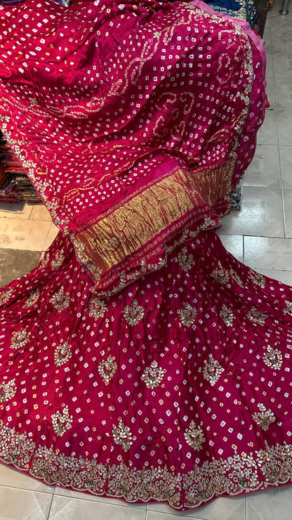 Lehnga Modal Gajji Satan lagdi and gotta patta work saree