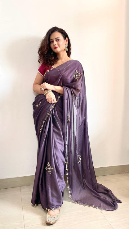 RANGOLI SILK Saree with HANDWORK AND CUTWORK WITH PEARL