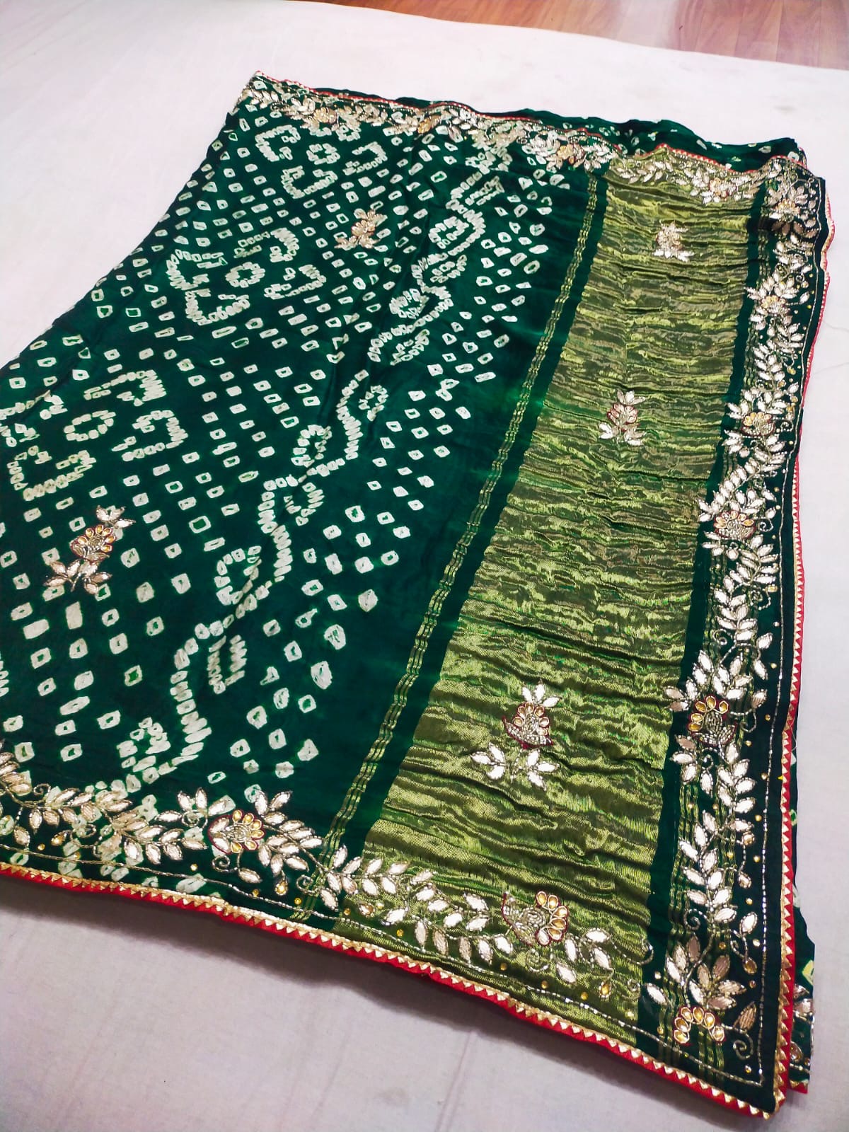 Modal Gajji Satan lagdi and gotta patta work saree