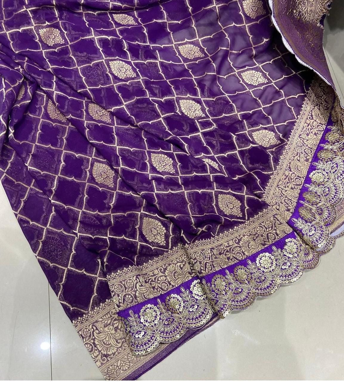 Crepe Khadi Silk Pattu Saree With Antique Zari