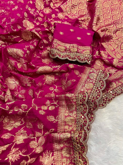 khaddi georgette designer saree in sabyasachi design