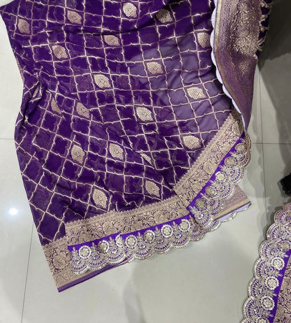 Crepe Khadi Silk Pattu Saree With Antique Zari
