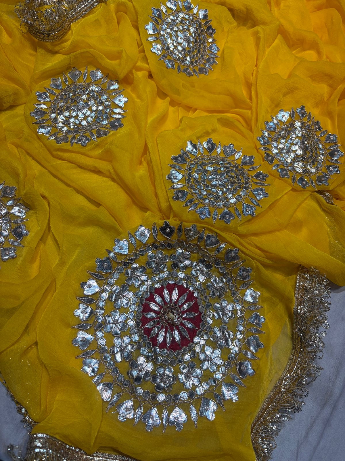 Georgette Half pure hand work saree