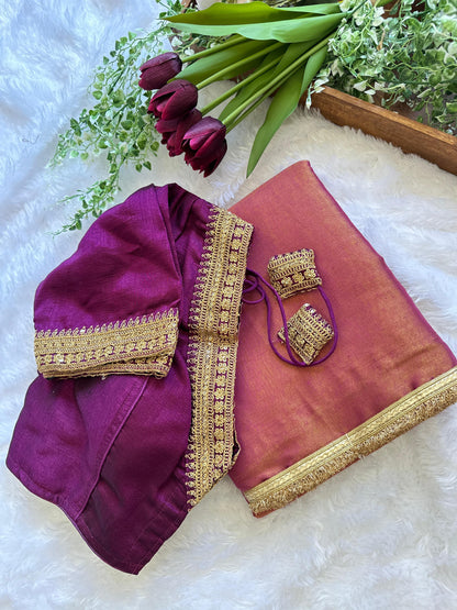 silk tissue with heavy golden lace border