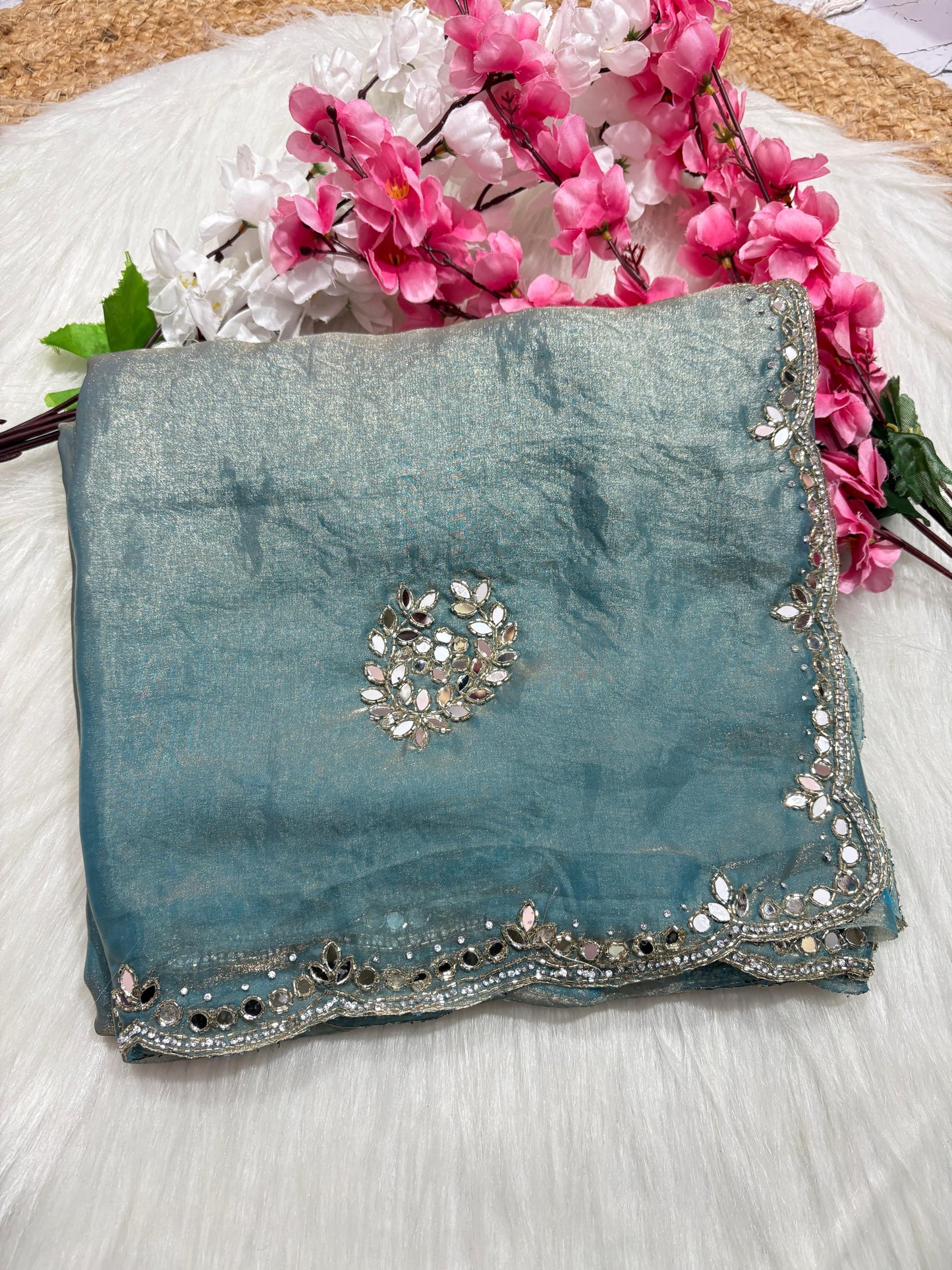 Fendi saree with diamond stone handwork