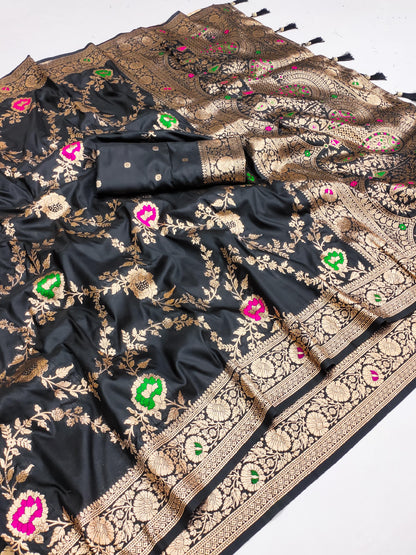 Soft Banarasi silk saree with zari weaving