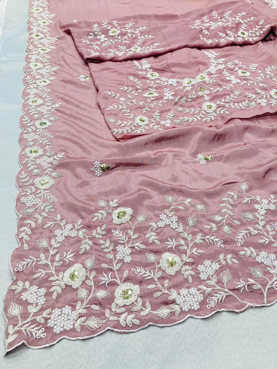 Soft Pure chinon silk Saree