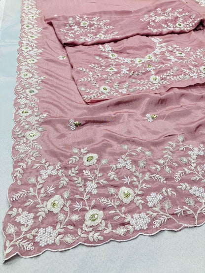 Soft Pure chinon silk Saree