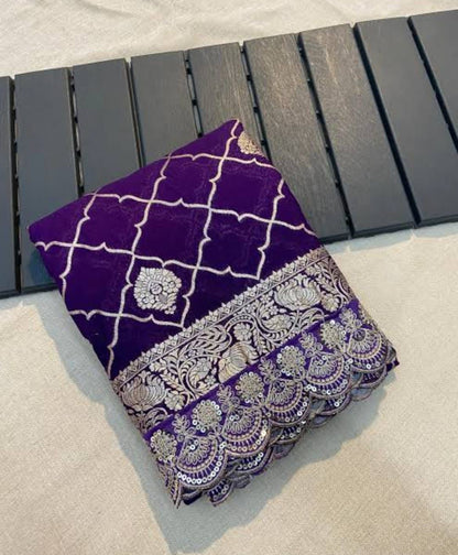 Crepe Khadi Silk Pattu Saree With Antique Zari
