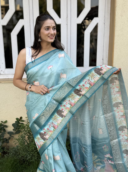 Silk saree flower design