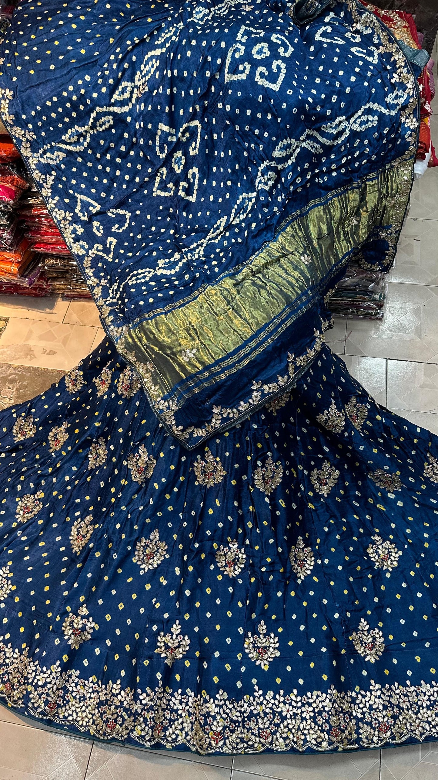 Lehnga Modal Gajji Satan lagdi and gotta patta work saree