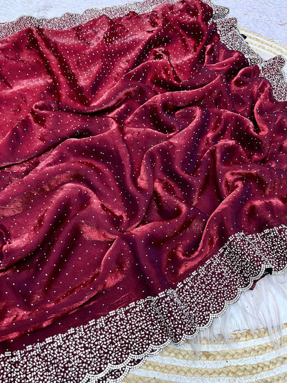 Space Silk Saree With stone Work Saree