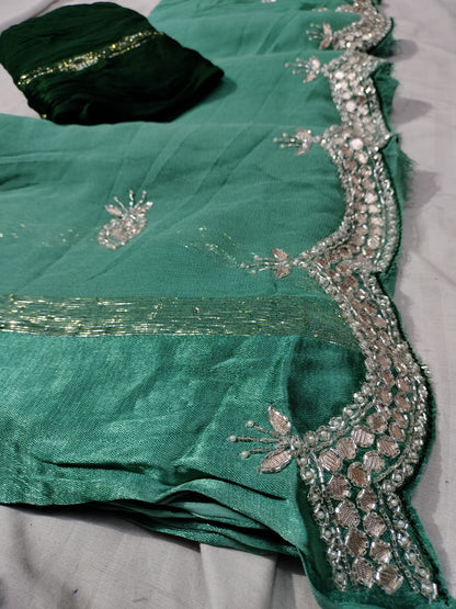 Pure Georgette sattan fabric saree
Goldan jari