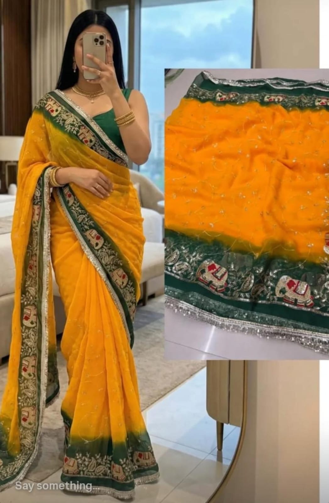 Georgette saree in kasab work