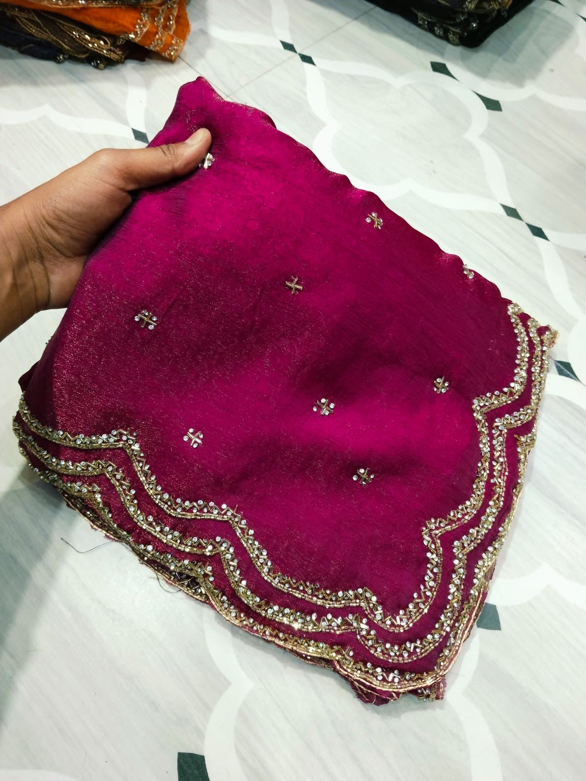 Fendi saree with diamond stone
