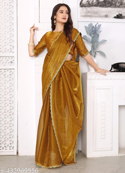 Zimmy Choo Silk Saree with Cutwork Border