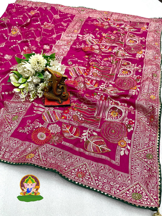 Pure Viscose Dola Fabric Saree With Beautiful Heavy Meenakari Zari Weaving