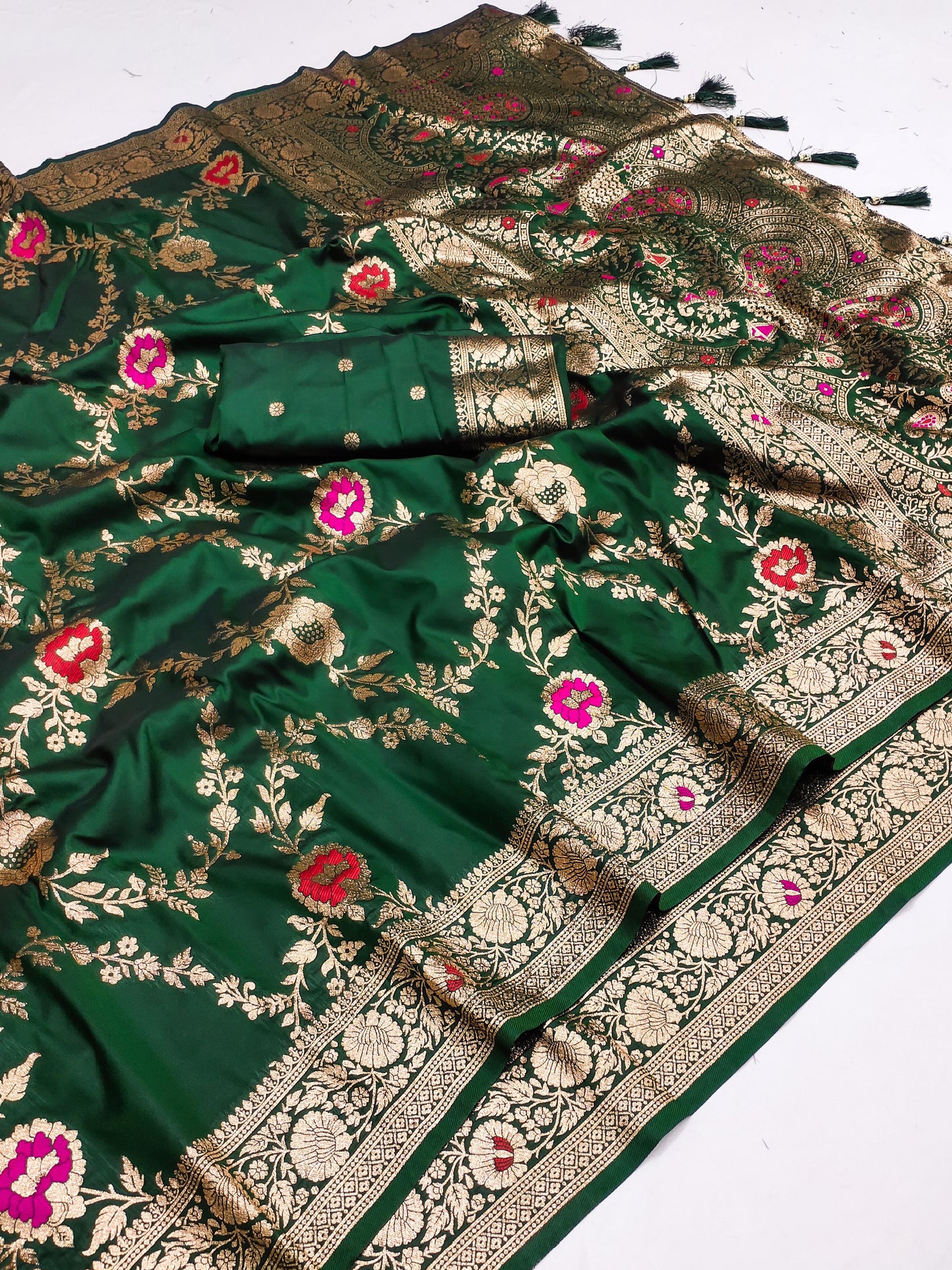 Soft Banarasi silk saree with zari weaving