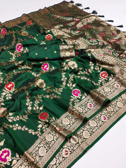 Soft Banarasi silk saree with zari weaving