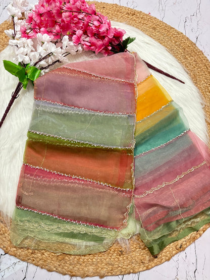 Tissue fabric designer saree with katdana handwork