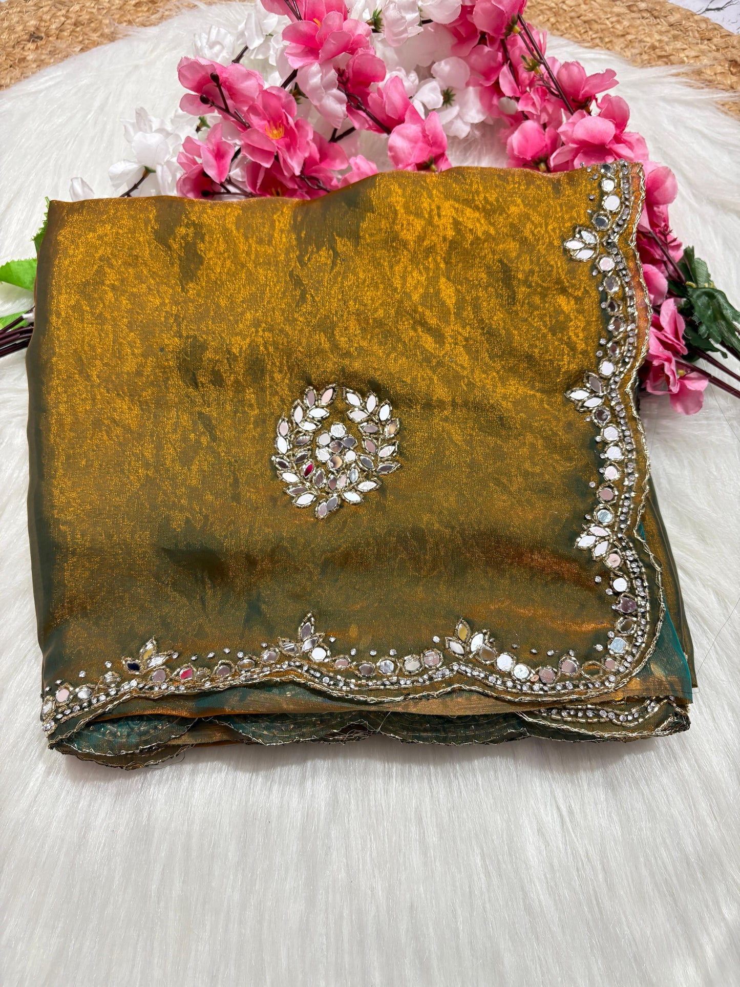 Fendi saree with diamond stone handwork