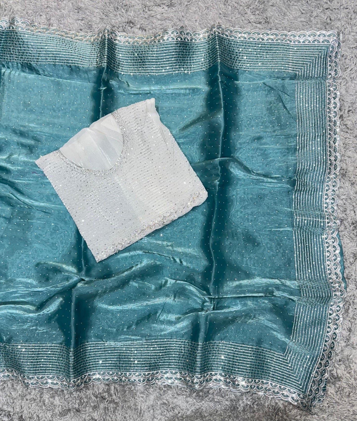 Jimmy Choo saree with Sequins and zari embroidery work
