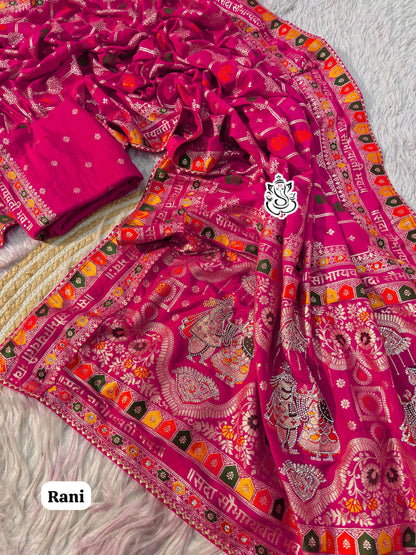 Sada Sobhagyawati Bhav Dola Viscose Silk with sirowski work