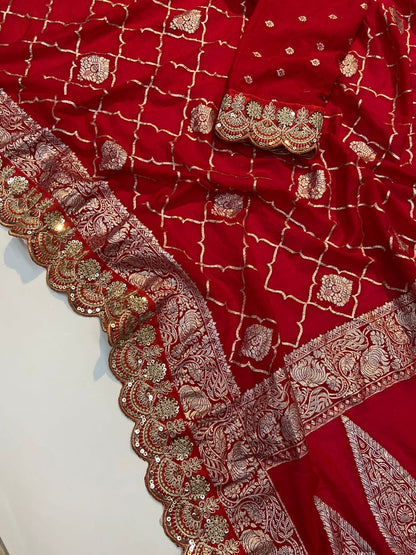 Crepe Khadi Silk Pattu Saree With Antique Zari