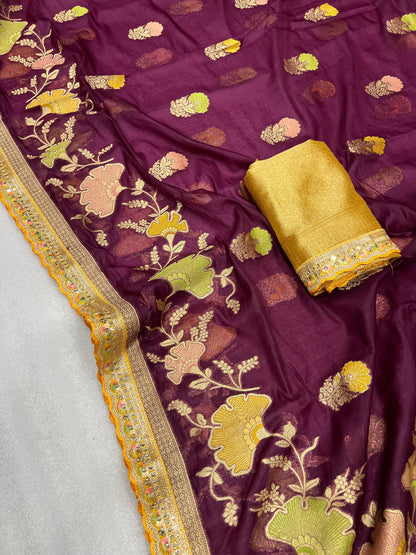 Pure Kora Glass Tissue silk saree