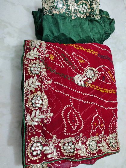 Bandhini chunri saree in gotta patti work