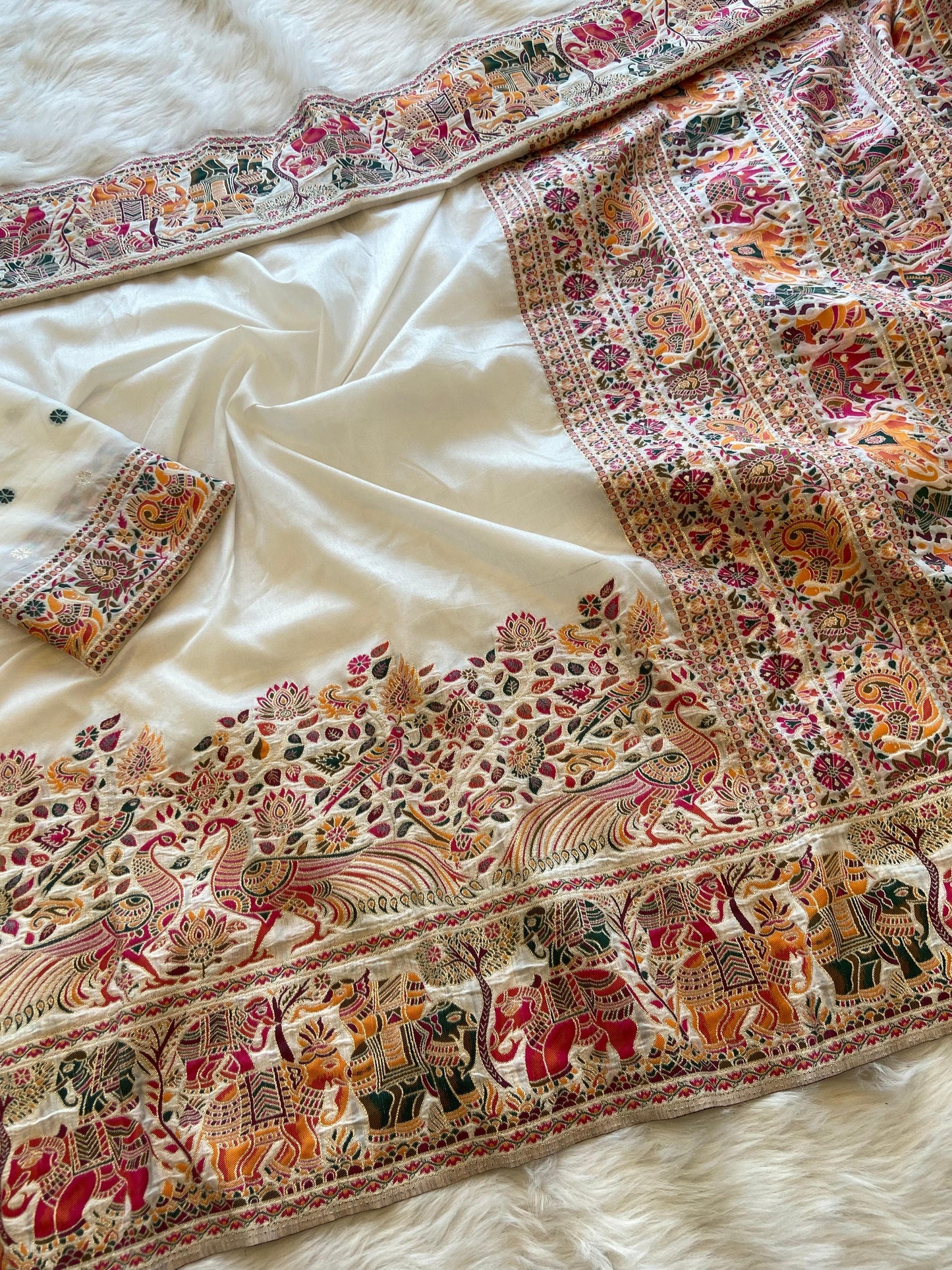 Pure n Soft Rajwadi Pashmina Silk Weaving Saree