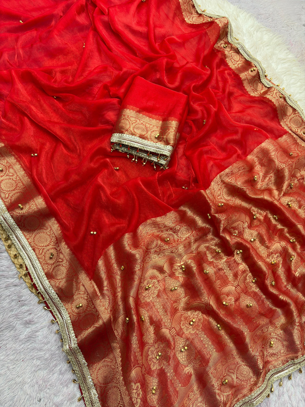 Ghunghroo Sattin chiffon silk saree
