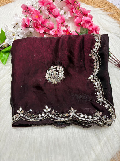 Fendi saree with diamond stone handwork