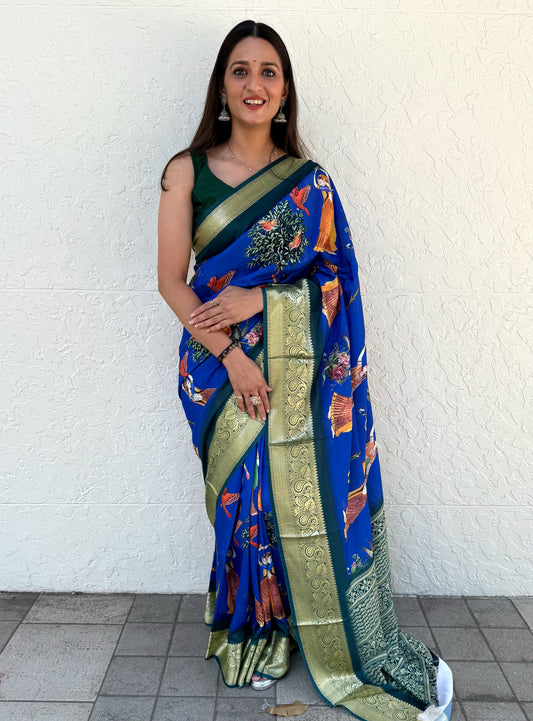 Dola silk digital print saree