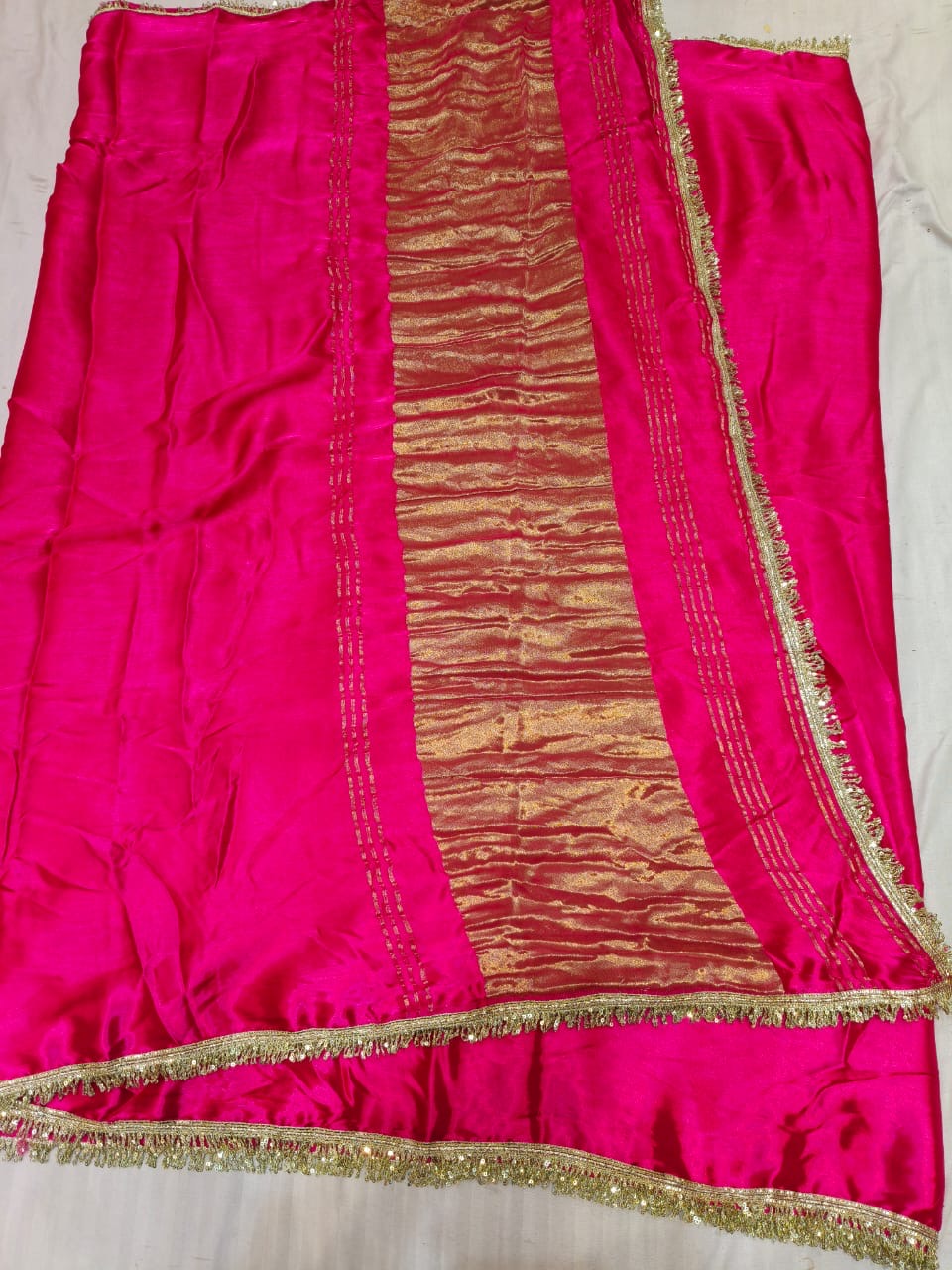 Gajji Satan lagdi patta work saree