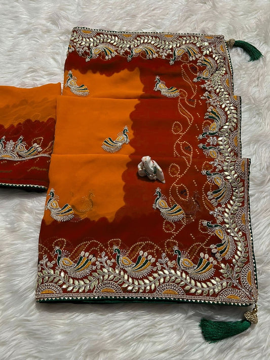 bandhej pila ganghor saree