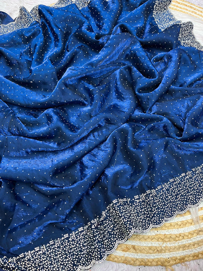 Space Silk Saree With stone Work Saree