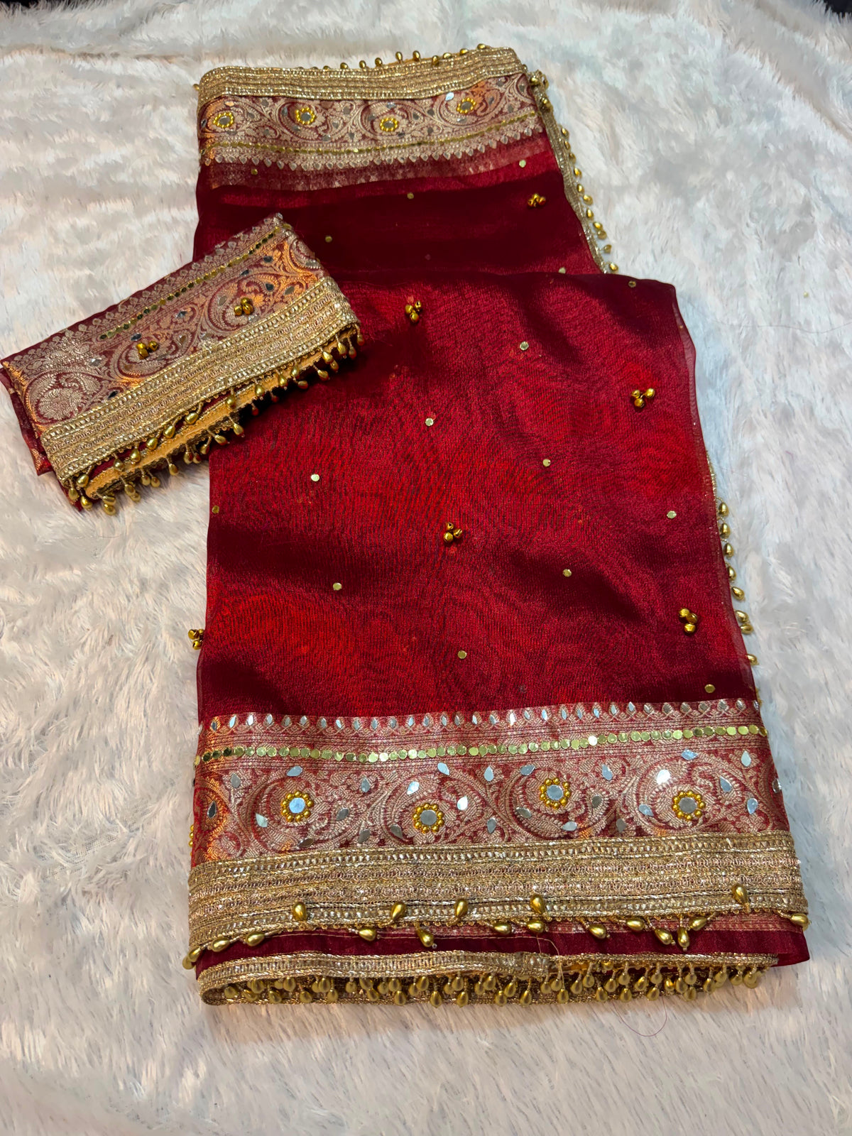 Ghunghroo and Mirror Tissue saree