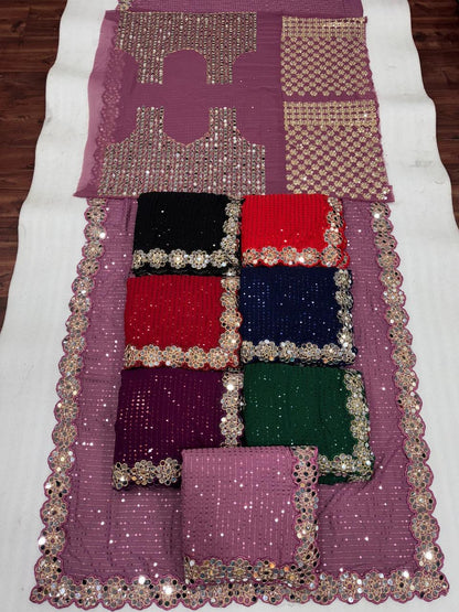 Mirror work saree
