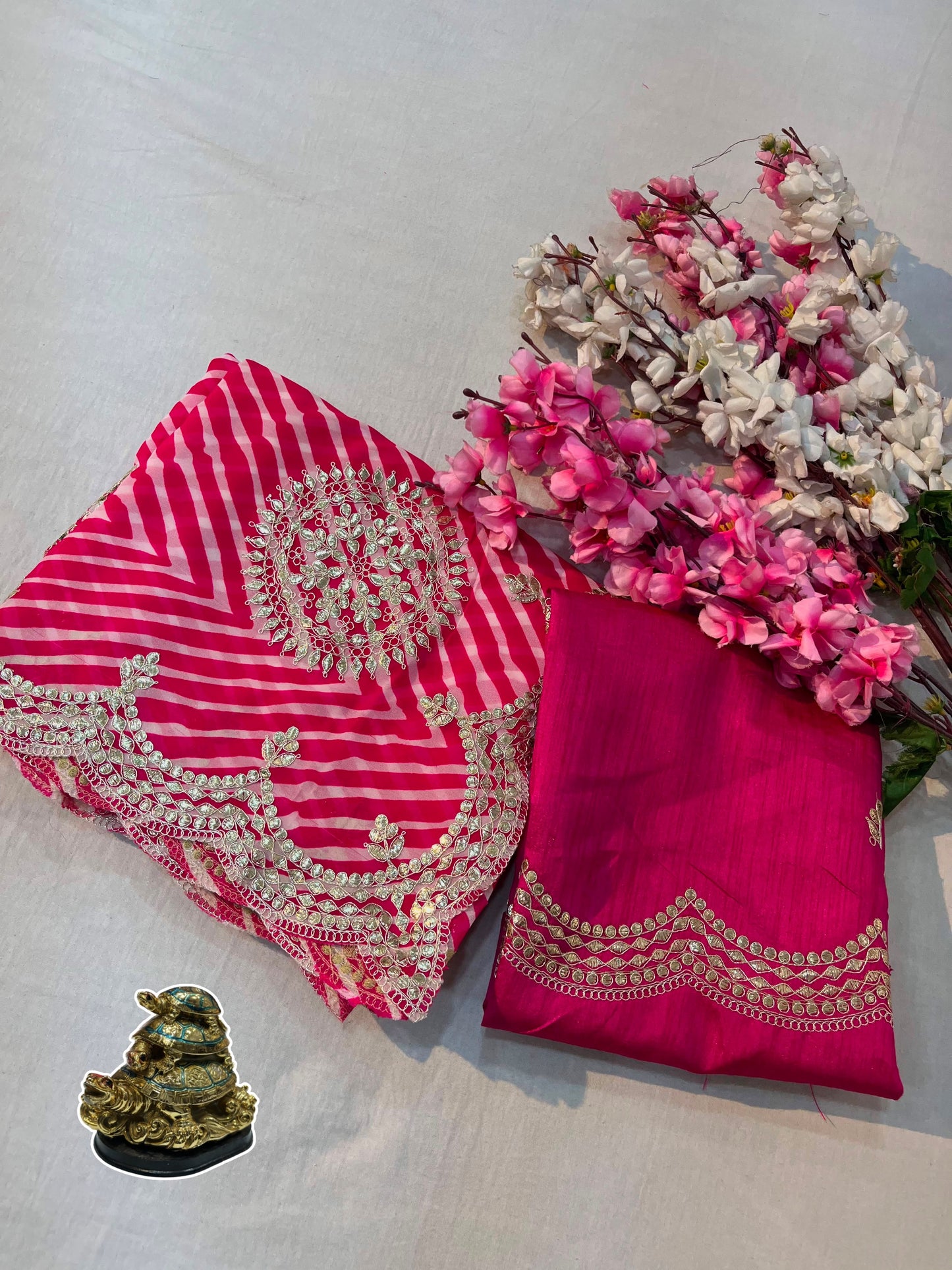 Georgette Lehriya gotta patti saree