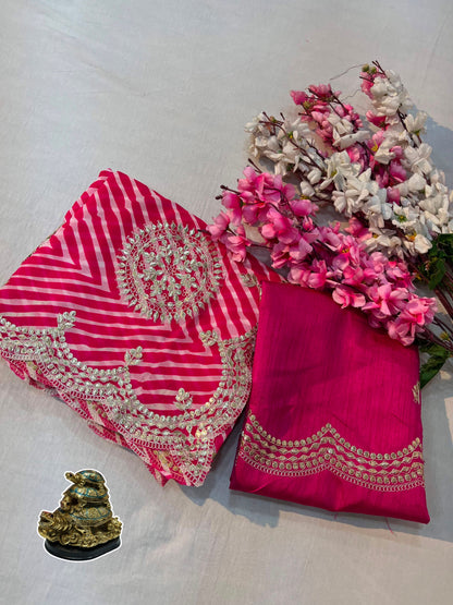 Georgette Lehriya gotta patti saree