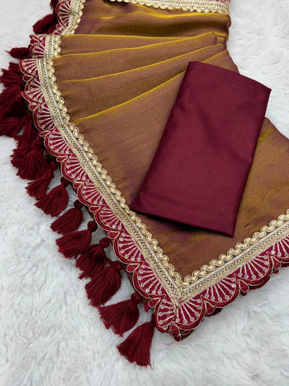 Golden Tissue Soft saree