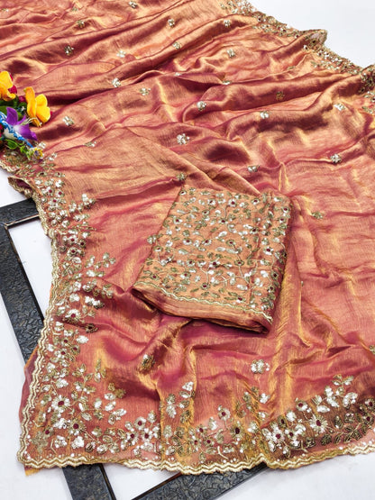 Fandy chiffon silk designer saree